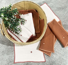 Gauze Embroidered Dish Cloth Size-8x8'' Set of 04 pieces