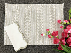 Schiffli Embroidered Natural Linen Gauze Table Linen Set Pack of 8 pieces