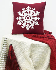 Embroidered Snowflake Decorative Throw Pillow