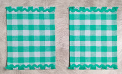 Woven Rib Check Placemat with Ric-Rac Fringe Set of 2