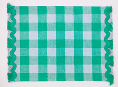 Woven Rib Check Placemat with Ric-Rac Fringe Set of 2