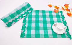 Woven Rib Check Placemat with Ric-Rac Fringe Set of 2