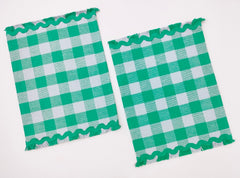 Woven Rib Check Placemat with Ric-Rac Fringe Set of 2