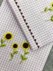 Embroidered Sunflower Kitchen Towel Set of 2 Pieces