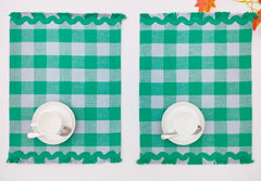 Woven Rib Check Placemat with Ric-Rac Fringe Set of 2
