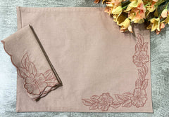 Embroidered Cotton Linen Table Linen Set Pack of 8 pieces