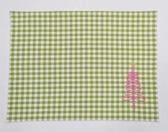 Charming Christmas Gingham Embroidered Placemat Set of 2pcs