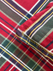 Yarn Dyed Woven Cotton Red Plaid Bed Sheet 108x108'' with Pillow Case 17x27''