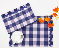 Woven Rib Check Placemat with Ric-Rac Fringe Set of 2