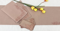 Embroidered Cotton Linen Table Linen Set Pack of 8 pieces