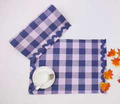 Woven Rib Check Placemat with Ric-Rac Fringe Set of 2