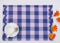 Woven Rib Check Placemat with Ric-Rac Fringe Set of 2