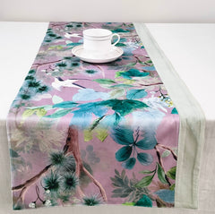 Printed Velvet Table Runner with Solid Border