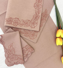 Embroidered Cotton Linen Table Linen Set Pack of 8 pieces