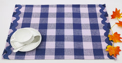 Woven Rib Check Placemat with Ric-Rac Fringe Set of 2