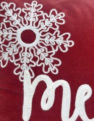 "Merry & Bright" Holiday Embroidered Throw Pillow 18x18''