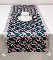 Printed Velvet Table Runner with Tassels
