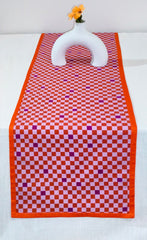 Printed Table Runner with Checkered Pattern