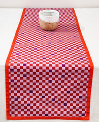 Printed Table Runner with Checkered Pattern
