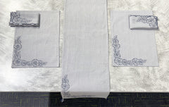 Embroidered Cotton Linen Table Linen Set Pack of 8 pieces