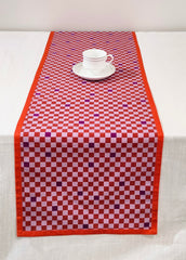 Printed Table Runner with Checkered Pattern