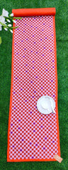 Printed Table Runner with Checkered Pattern