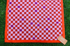 Printed Table Runner with Checkered Pattern