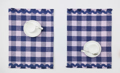Woven Rib Check Placemat with Ric-Rac Fringe Set of 2