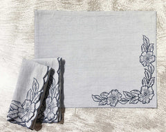 Embroidered Cotton Linen Table Linen Set Pack of 8 pieces