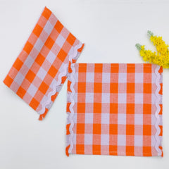 Woven Rib Check Placemat with Ric-Rac Fringe Set of 2