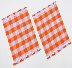 Woven Rib Check Placemat with Ric-Rac Fringe Set of 2