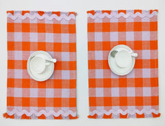 Woven Rib Check Placemat with Ric-Rac Fringe Set of 2