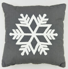 Embroidered Snowflake Decorative Throw Pillow
