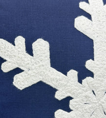 Navy Blue Embroidered Snowflake Throw Pillow
