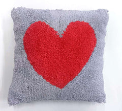 Looped Heart Hook Pillow 10x10''