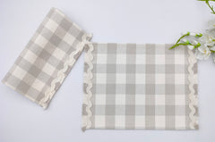 Woven Rib Check Placemat with Ric-Rac Fringe Set of 2