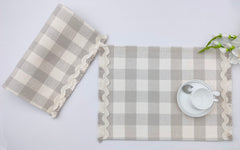 Woven Rib Check Placemat with Ric-Rac Fringe Set of 2