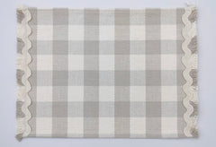 Woven Rib Check Placemat with Ric-Rac Fringe Set of 2