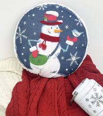 Round Snowman and Bird Decorative Pillow 16'' Round