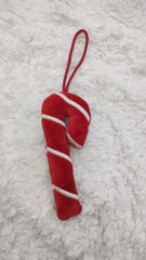Classic Velvet Candy Cane Hanging Ornament