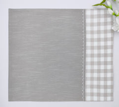 Woven Check Placemat with Zig-Zag Embroidery Set of 2
