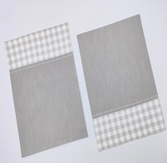 Woven Check Placemat with Zig-Zag Embroidery Set of 2