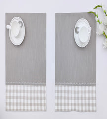 Woven Check Placemat with Zig-Zag Embroidery Set of 2