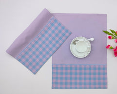Two-Tone Woven Placemat with Checked Border with Small lace Set of 2