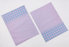 Two-Tone Woven Placemat with Checked Border and Zig-Zag Embroidery Set of 2