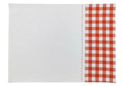 Woven Check Placemat with Zig-Zag Embroidery Set of 2