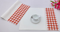 Woven Check Placemat with Zig-Zag Embroidery Set of 2