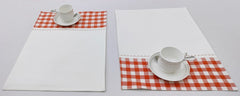 Woven Check Placemat with Zig-Zag Embroidery Set of 2