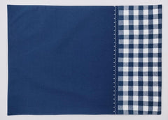 Two-Tone Woven Placemat with Checked Border and Zig-Zag Embroidery Set