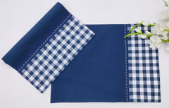 Two-Tone Woven Placemat with Checked Border and Zig-Zag Embroidery Set